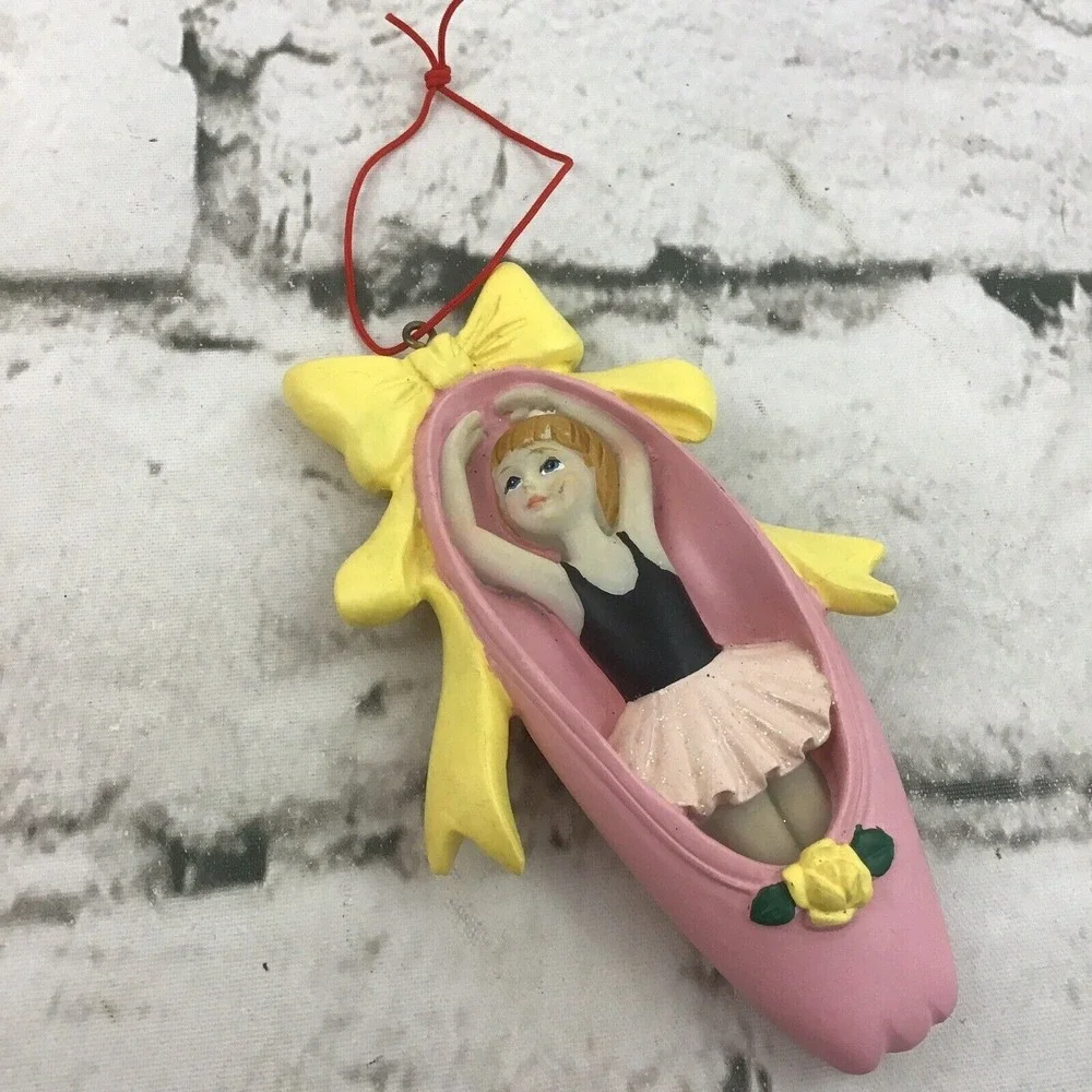 Vintage Ballet Slipper Ballerina Little Girl Dancing Christmas Ceramic Ornament